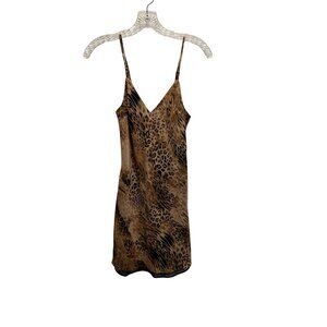 Miss Selfridge Leopard Print Mini Slip Dress With Sheer Black Layered Hem